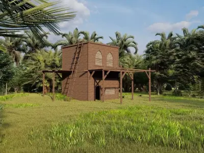 Wooden cottage-old house-Old Abandoned House 3D model
