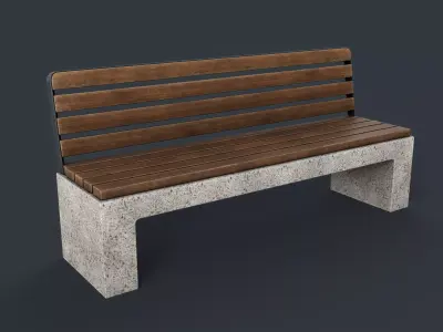 Modern Outdoor Bench 76 PBR Game Ready Low-poly 3D model