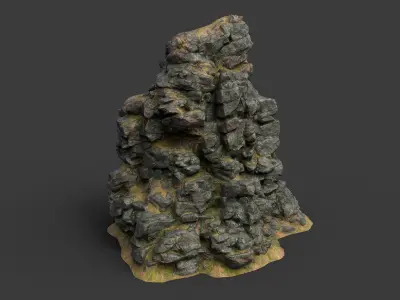 Low poly Black Cliff Modular Rock 210423 Low-poly 3D model