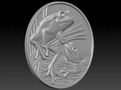 frog coin CNC Relief Model 3D print model