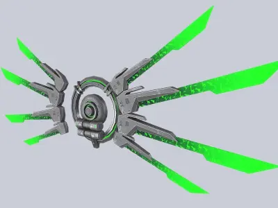 Sci fi wings Low-poly 3D model