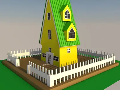 Low poly cartoon house Low-poly 3D model shop