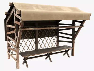 Market Stall Cotton Low-poly 3D model