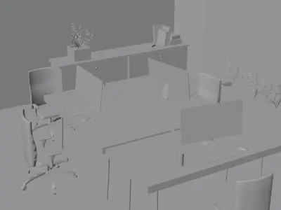 Custom Office Interior With Lighting and Materials 3D model