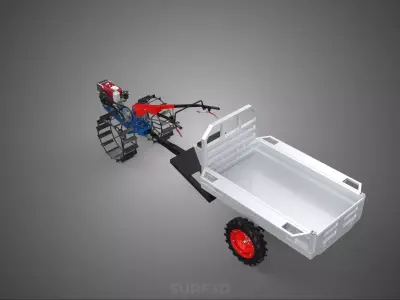 TRACTOR TRAILER CAR RURAL VEHICLE TRANSPORT WAGON FARMER HAULER 3D model