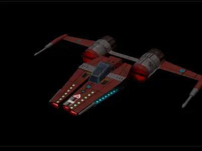 stylized 3d starfighter 1 Game-Ready Sci-Fi Spaceship in Blender Low-poly 3D model