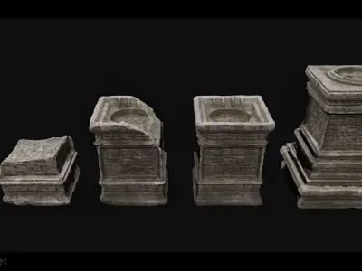 Dungeon Altars Set Low-poly 3D model
