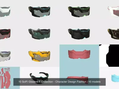 10 SciFi Glasses F Collection - Character Design Fashion 3D Model Pack