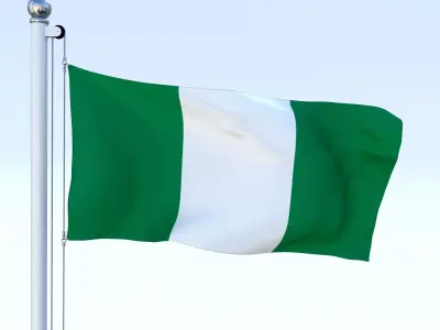 Animated Nigeria Flag Low-poly 3D model