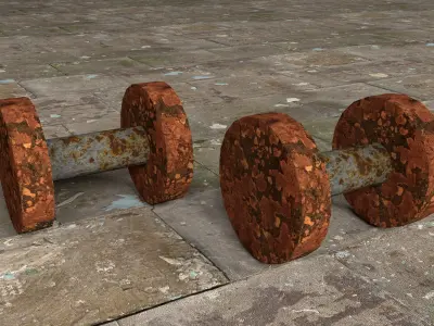 Rusty Gym Equipment  Low-poly 3D model