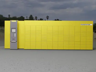 Packstation Object -7- Huge Packstation with Touchpad Interface Low-poly 3D model