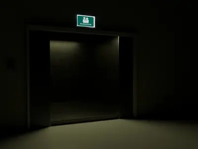 Elevator sign Low-poly 3D model