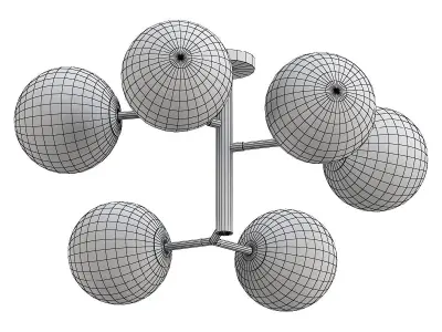 CONSTELLATION gold ceiling light with five balls 3D model