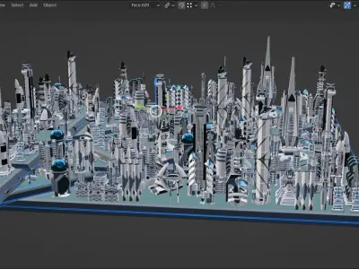 35 Futuristic Buildings VOL 9 Low-poly 3D model
