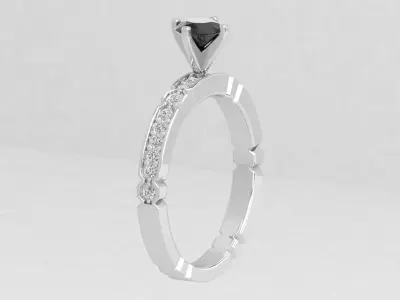 Gold Jewelry Solitaire Ring 3D Model 3D print model