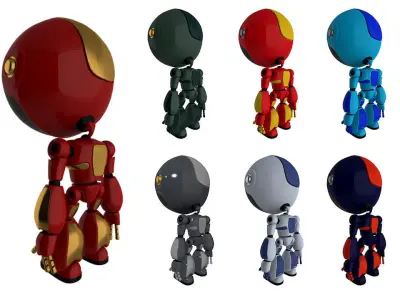 Rigged 7 Robot Models Low-poly 3D model