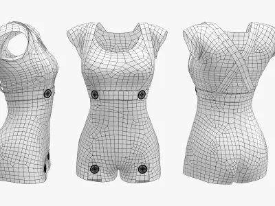 Steampunk Romper Outfit Low-poly 3D model