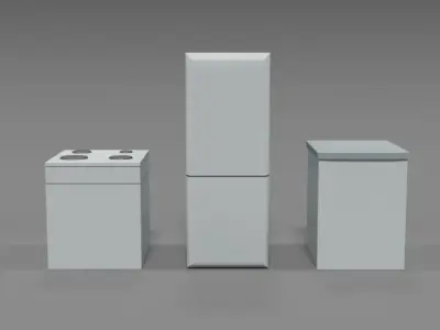 Low Poly Cartoon Household Electronic Devices Low-poly 3D model