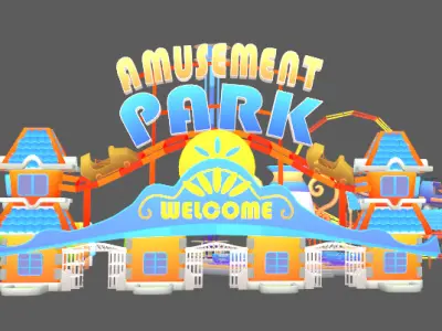 amusement park asset pack Low-poly 3D model