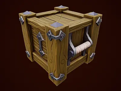 Stylize Wooden Box Low-poly 3D model