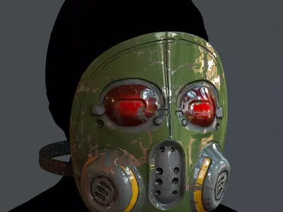 Gas mask helmet 3d model scifi  Low-poly 3D model