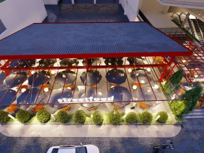 tenant and seating area concept visual 3D model with lumion 3D model