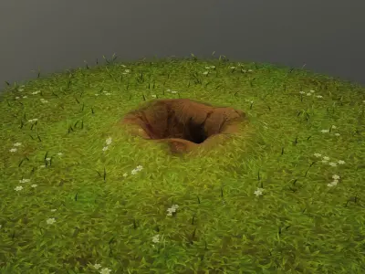 Cartoon Rabbit Hole in The Ground 3D Model Low-poly 3D model
