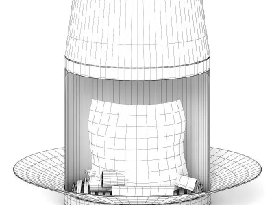 Round Metal Fireplace 1 3D model