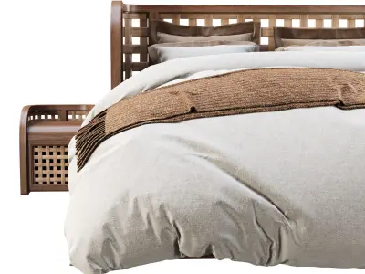 Sofia Rattan Double bed  3D model