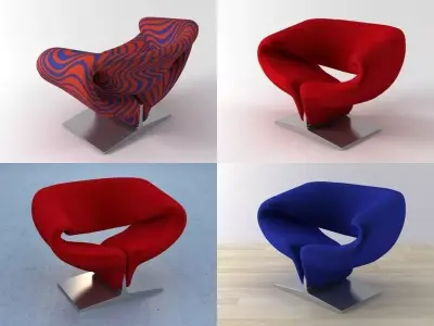 Ribbon chair with stripes 3D model