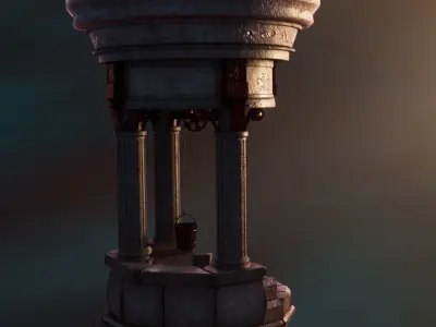 Low Poly Water Well 3D model Low-poly 3D model