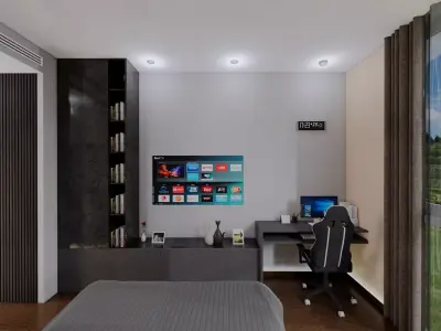 Luxury Modern Bedroom Interior Photorealistic 3D Render 3D model