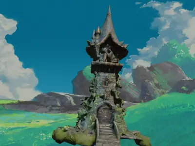 Fantasy forest tower Free low-poly 3D model