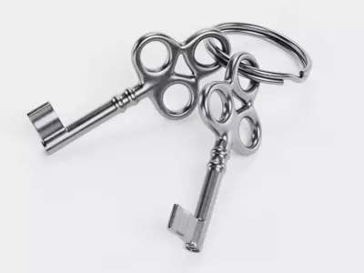 Small Keys - 2 Trefoil Handle Skeleton Keys on Ring 3D model