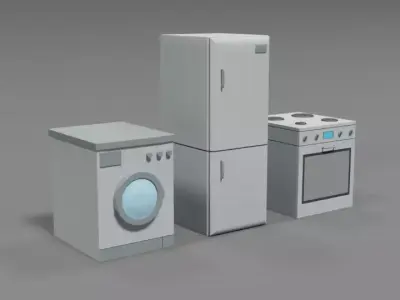 Low Poly Cartoon Household Electronic Devices Low-poly 3D model