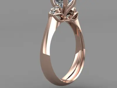 Rose Gold Women Diamond Ring 3D print model 3D print model 65