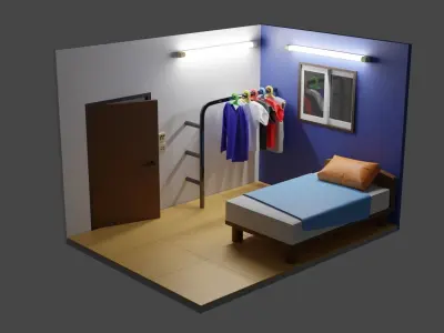 OLD Room isometric Low-poly 3D model