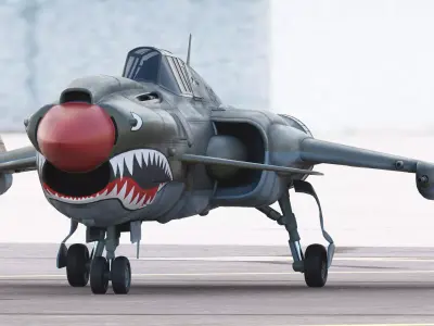  Viper P-40J Jet Fighter Concept Aircraft 3D model