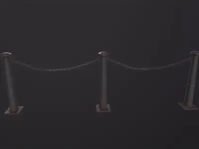 Iron Chain Barrier 3D Model  Low-poly 3D model