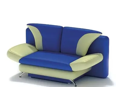 Modern Design Blue And Light Green Sofa 3D model