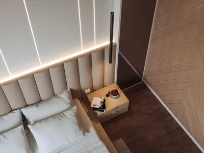 Modern Minimalist Bedroom Interior Set 3D model