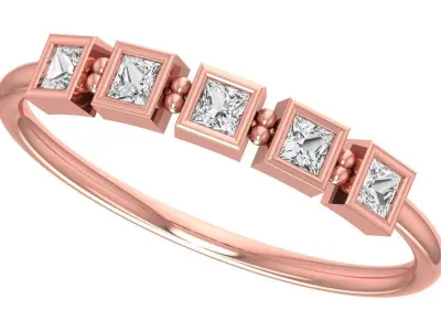 Solitaire Women Light Weight Princess Stone Band Ring 3D print model