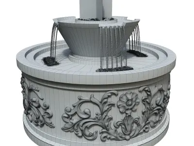 Classic Stone Fountain and Fire pit 3D model