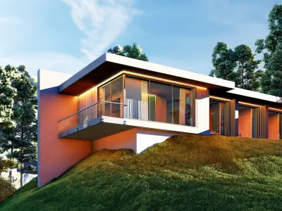 Modern House On The Hill 3D model