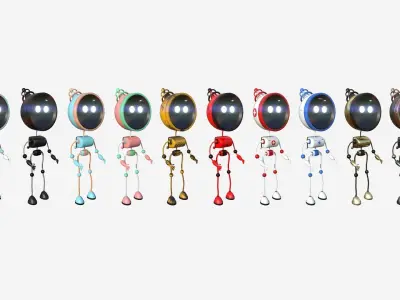 10 Cute Robot D Collection - SciFi Character Design 3D Model Pack