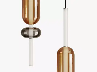 Pendant lamp made of metal and glass Harmony of Strict Lines 3D model