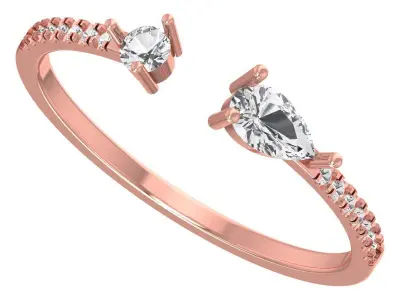 Solitaire Women Light Weight Pear Stone Band Ring 3D print model shop