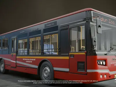 3D Bus Model  with Detailed Interiors and Advanced Rig System 3D model
