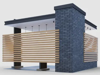 Modern gazebo with summer kitchen 3D model