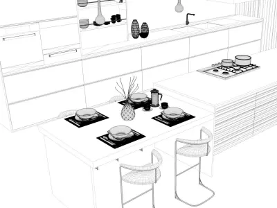 VRay - C4D Scene files - Minimalist Kitchen Scene 2 Interior 3D model